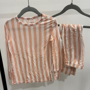 Posh Peanut Kids Pajama Set - Peach and White Stripes